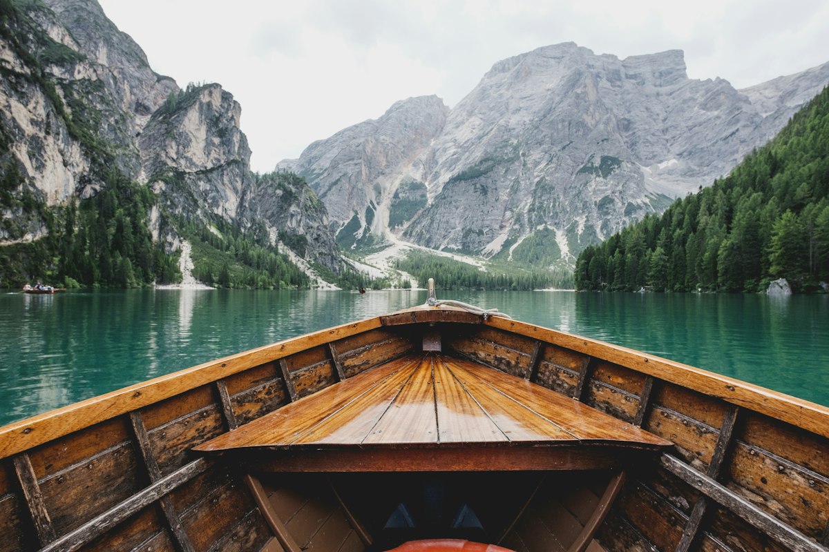 Boat on a mountain lake