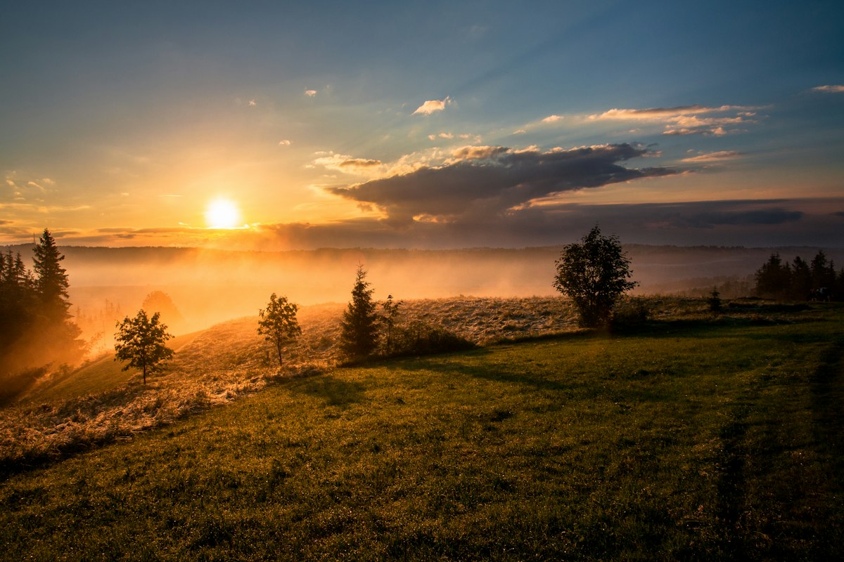 Sunset over fields in Layyah